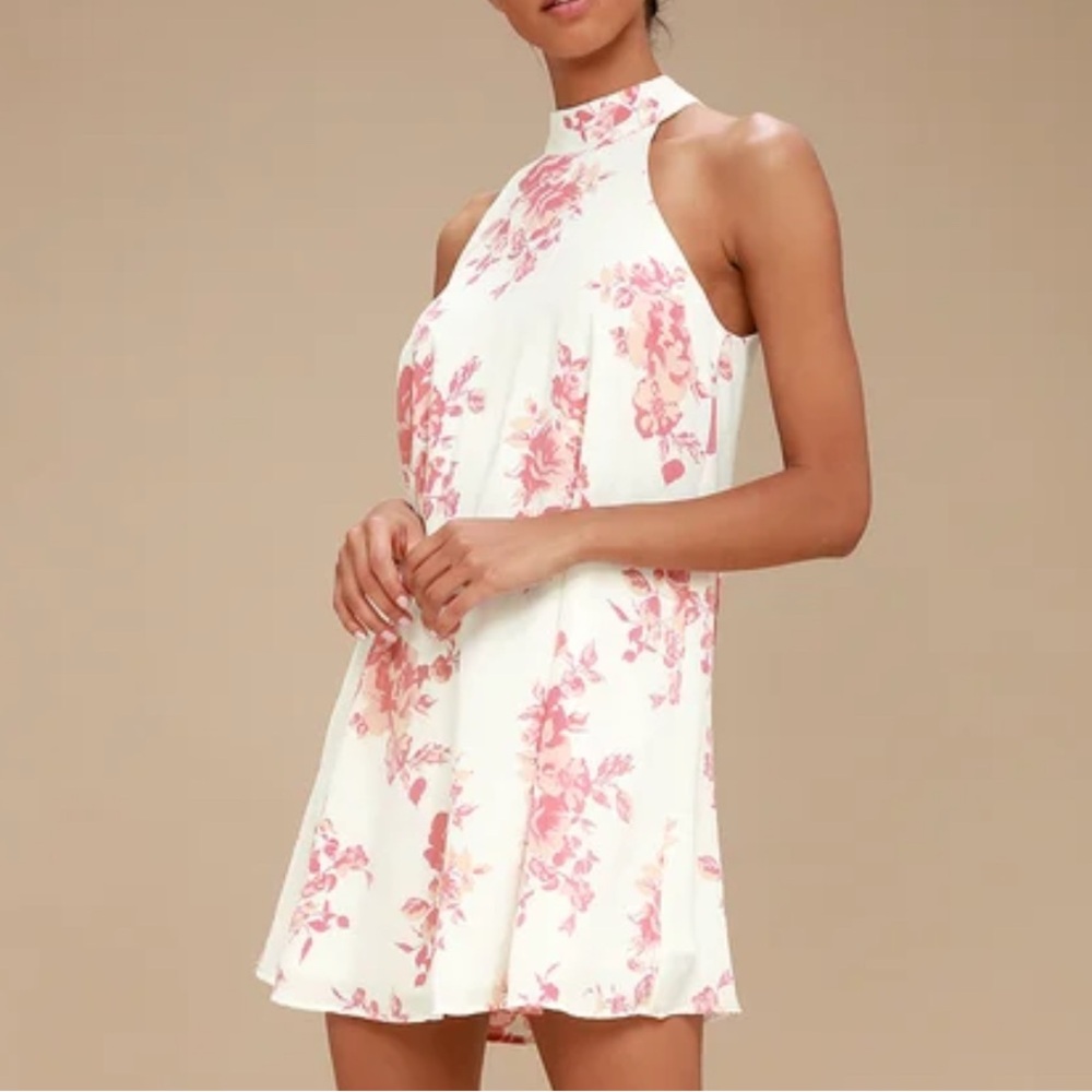 Lulus Blush Pink & White Floral Swing Dress